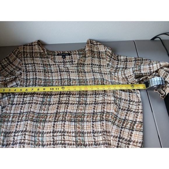 ZAC & RACHEL Blouse Women 2XL Brown Plaid Flowing Long Sleeve Office Lightweight - Picture 8 of 11